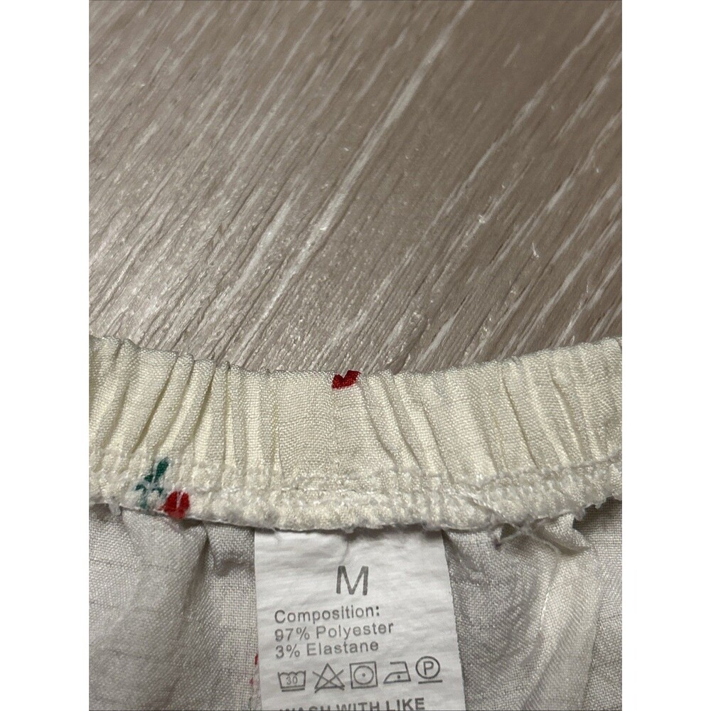 Cherry Pajama Shorts With Elastic Waistband And Bow Sz Medium - Picture 5 of 7